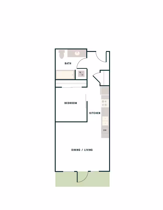 Open 1 Bed, 1 Bath - East Apt B East-226 floor plan